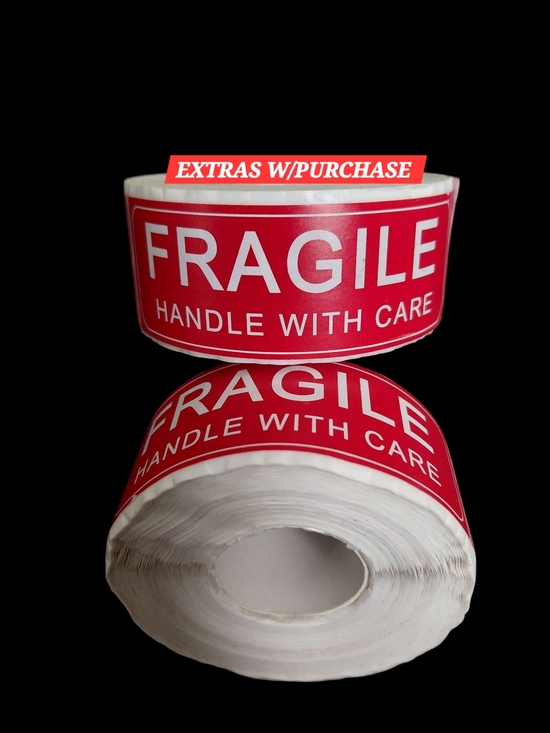 A Shipping Supplies Other - 500ct. FRAGILE STICKERS 1"H x 3"W - Bonus 3 Random Polymailers